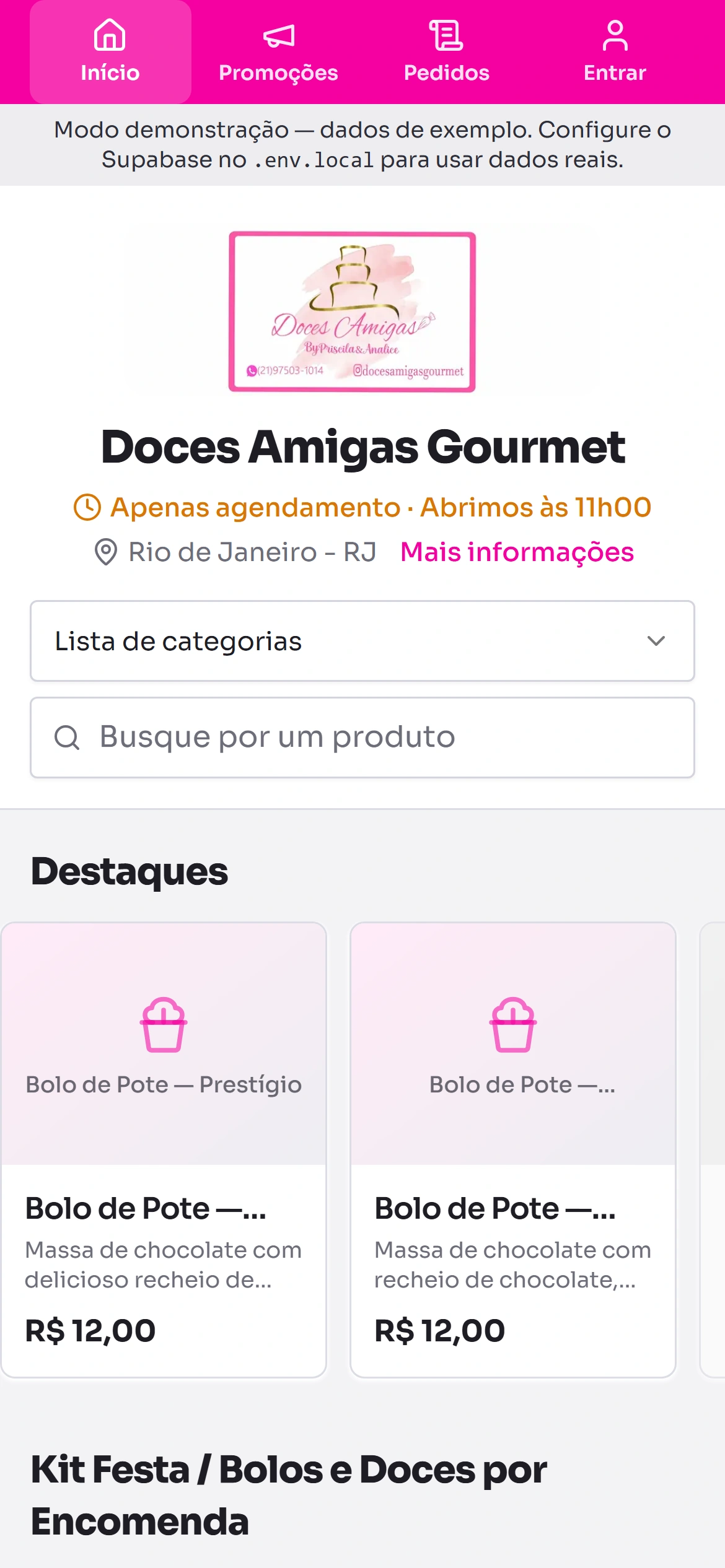 Digital menu open on a phone