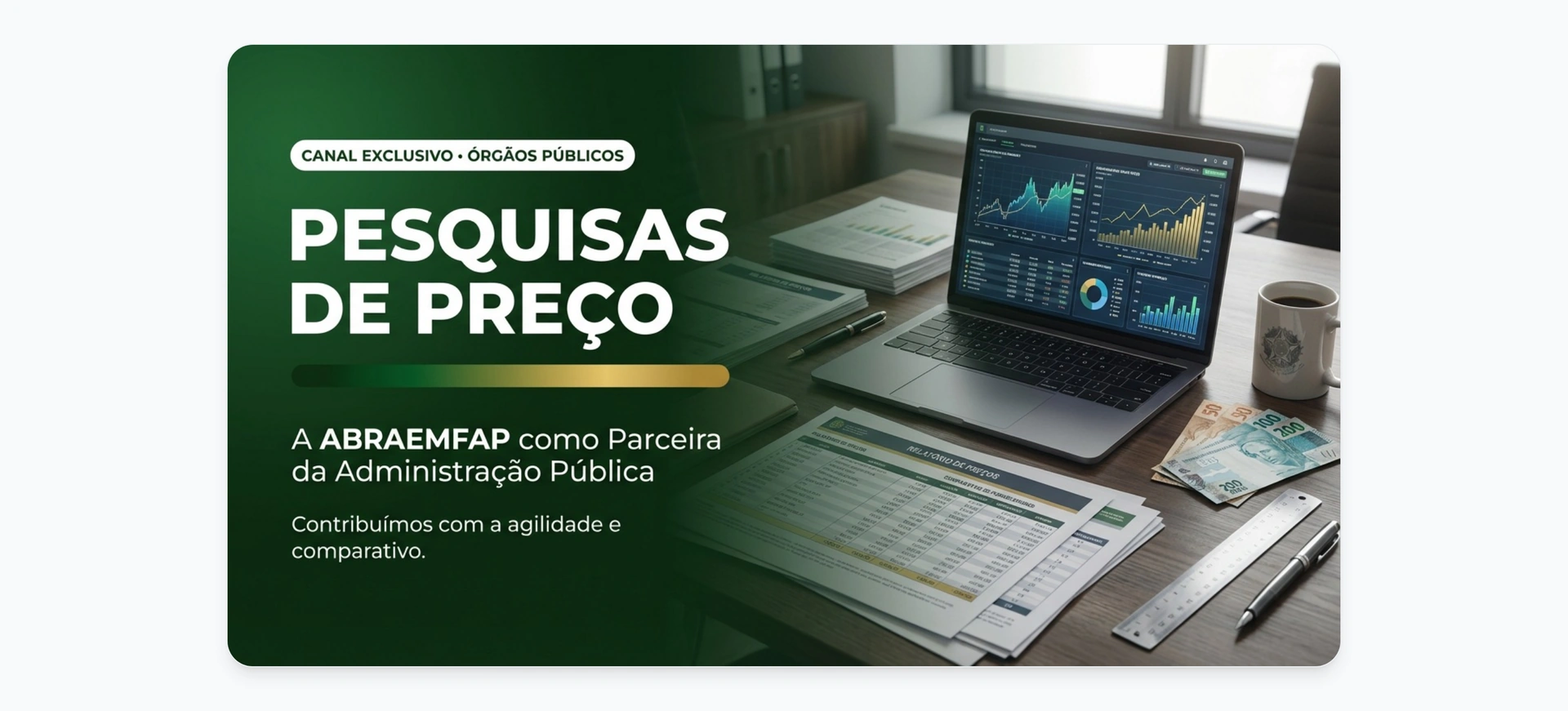 Banner of the ABRAEMFAP price research channel for public bodies