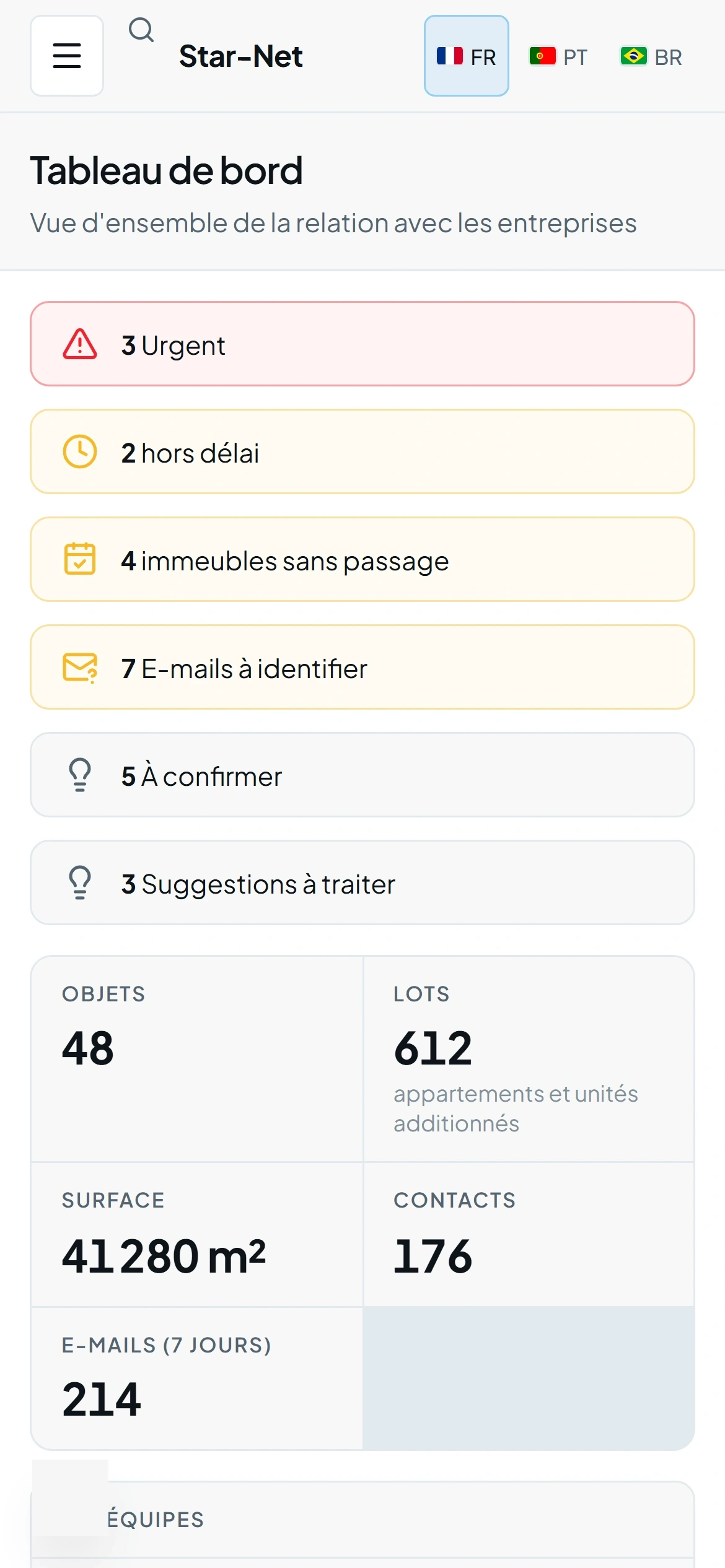Star-Net dashboard open on a phone